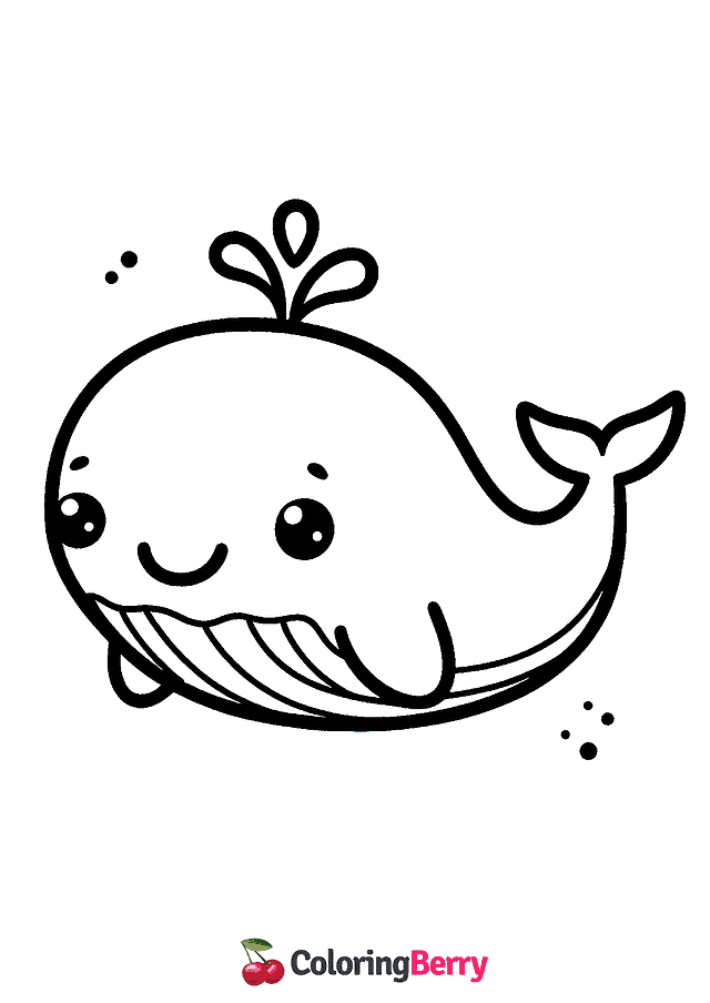 Easy Whale Coloring Page