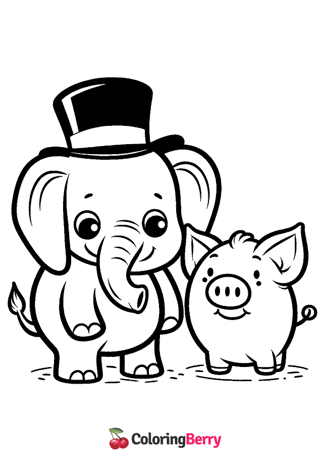 Elephant and Piggie Coloring Page