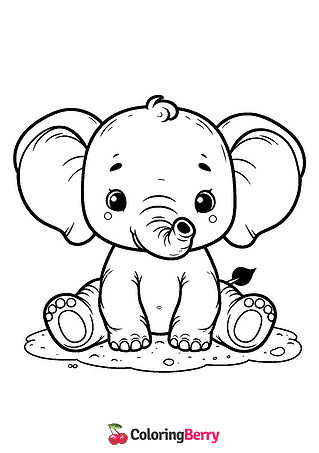 Elephant Cub Coloring Page