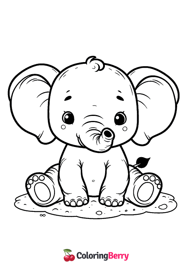 Elephant Cub Coloring Page