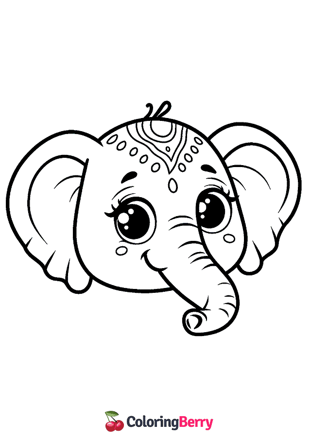 Elephant Face Coloring Page