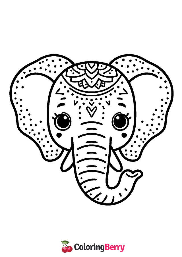 Elephant Head Coloring Page