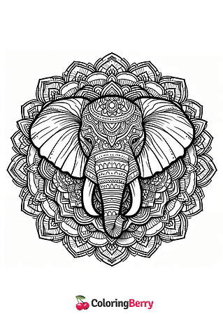 Elephant Mandala Coloring Page