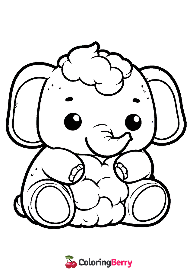 Elephant Squishmallow Coloring Page