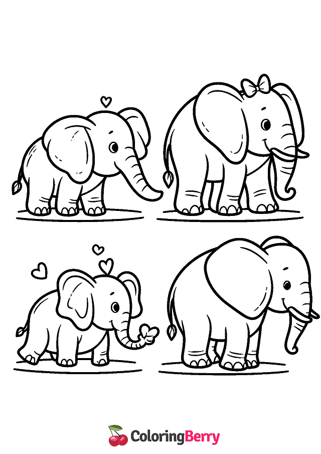 Elephants Coloring Page