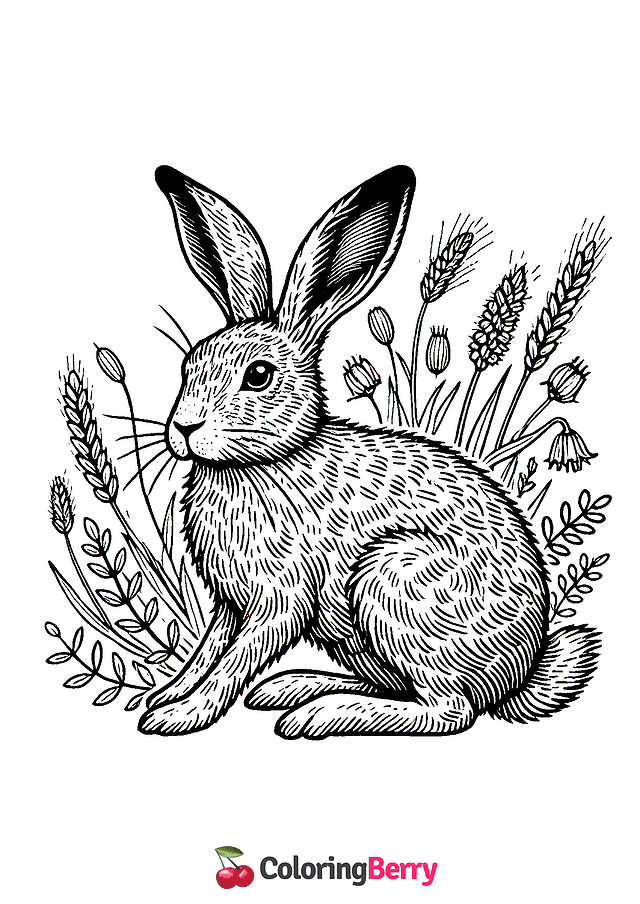 European Brown Hare Coloring Page