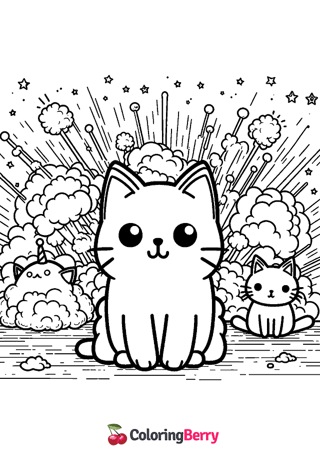 Exploding Kittens Coloring Page