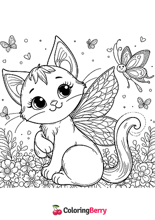 Fairy Cat Coloring Page