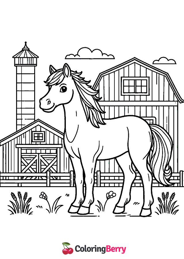 Farm Horse Coloring Page