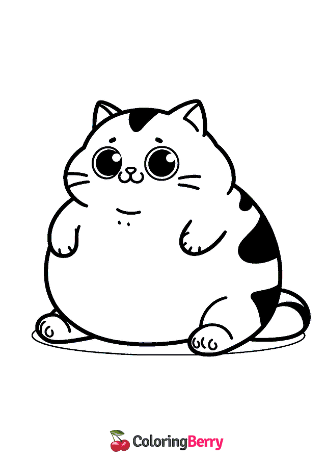 Fat Cat Coloring Page