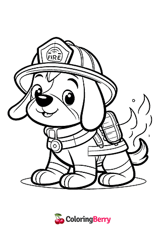 Fire Dog Coloring Page