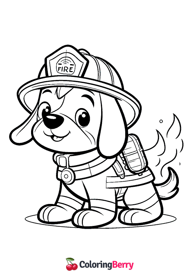 Fire Dog Coloring Page