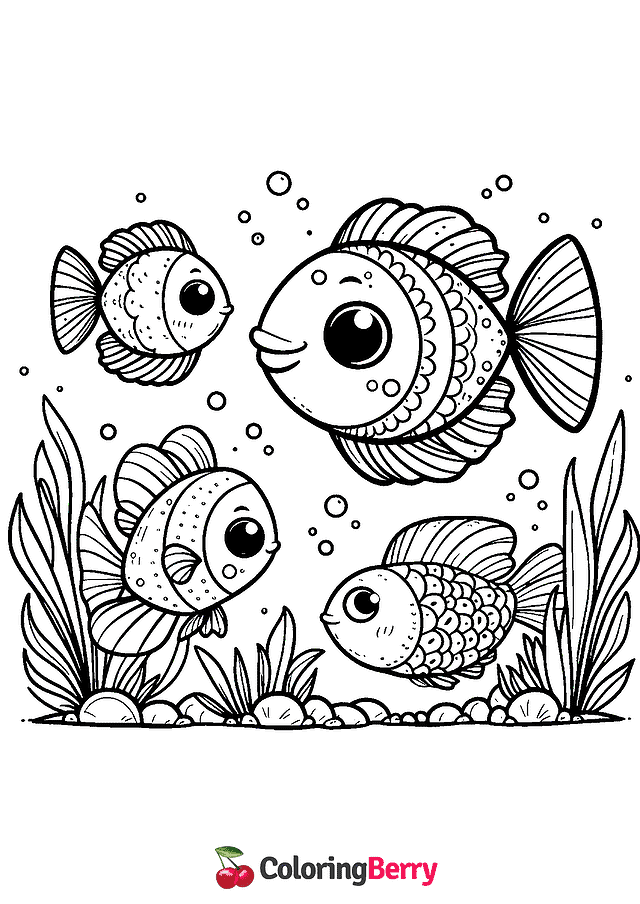 Fish Family Coloring Page