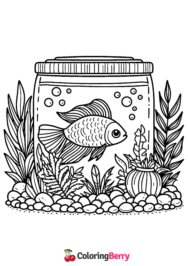 Fish Tank Coloring Page