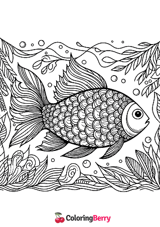 Fish with Scales Coloring Page