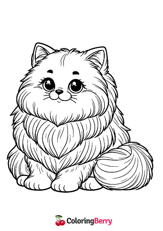 Fluffy Cat Coloring Page
