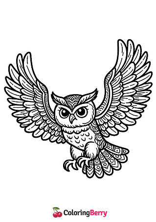 Flying Owl Coloring Page