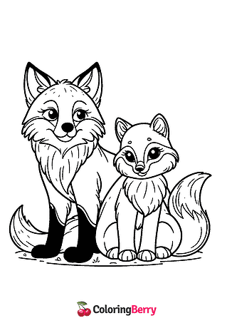 Fox and Wolf Coloring Page