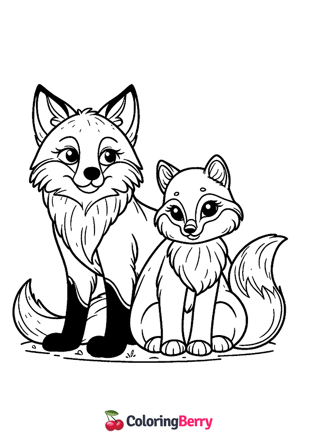 Fox and Wolf Coloring Page