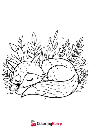 Fox Sleeping Coloring Page