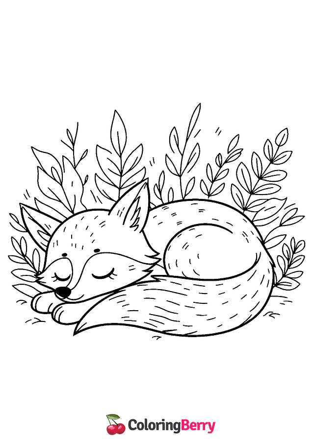 Fox Sleeping Coloring Page