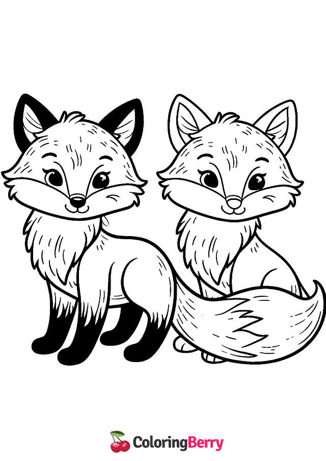 Foxes Coloring Page