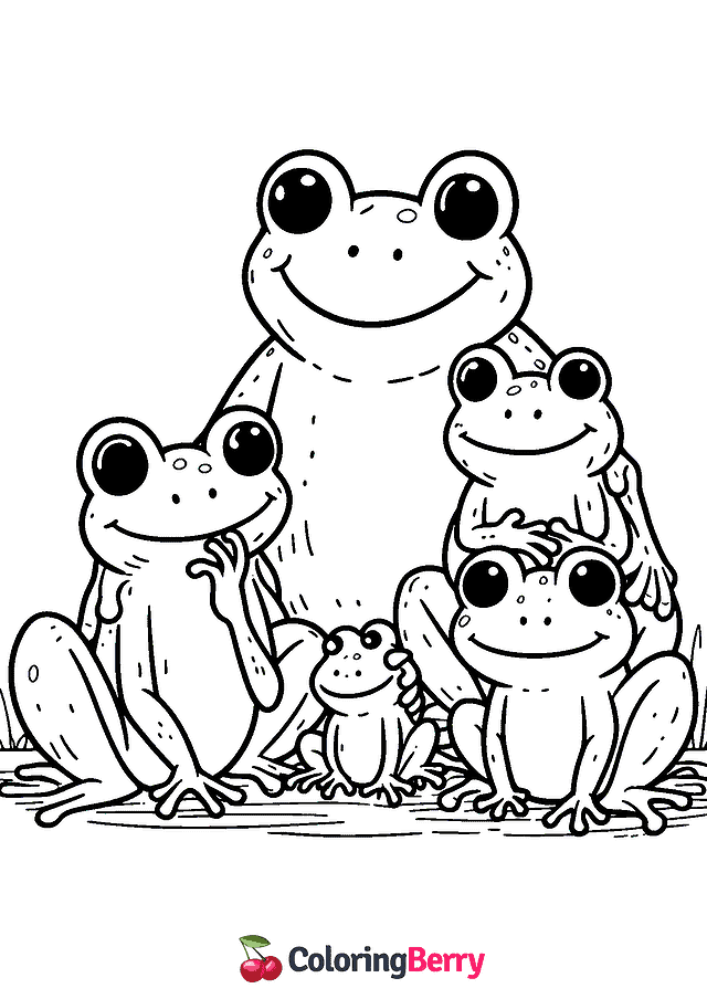 Frog Family Coloring Page