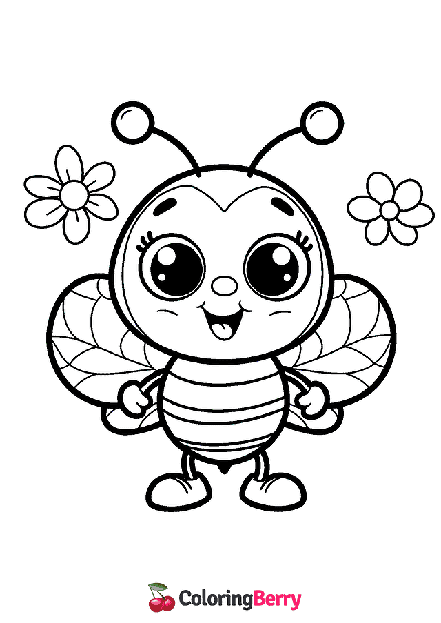 Funny Bee Coloring Page