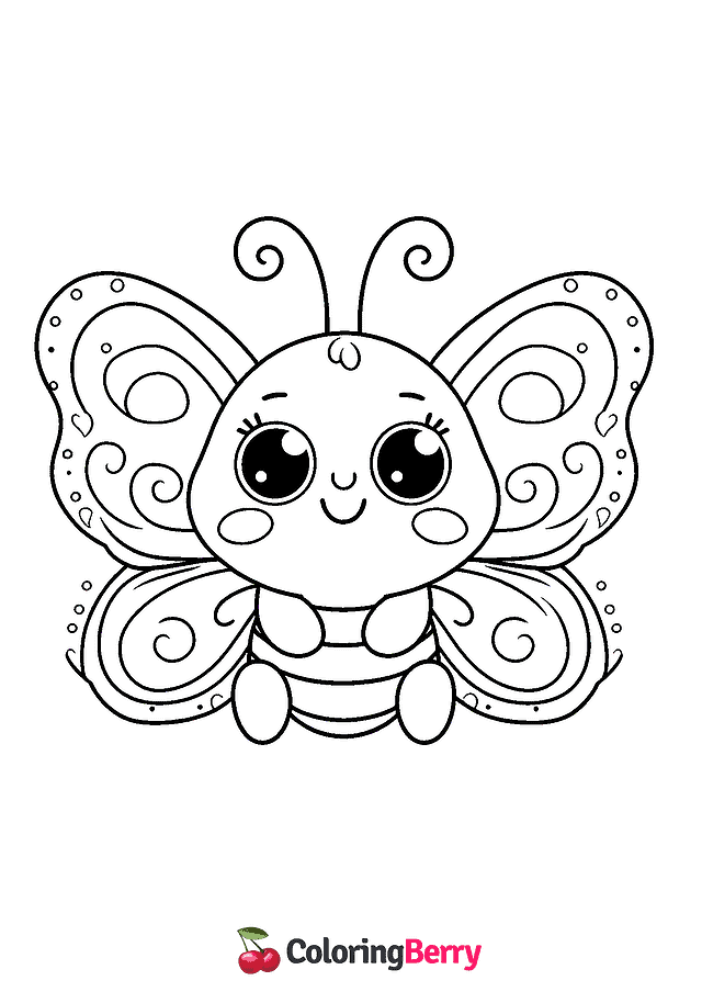 Funny Butterfly Coloring Page