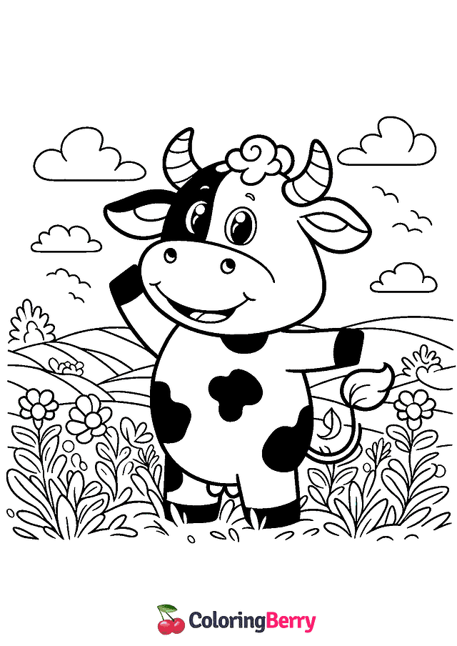 Funny Cow Coloring Page