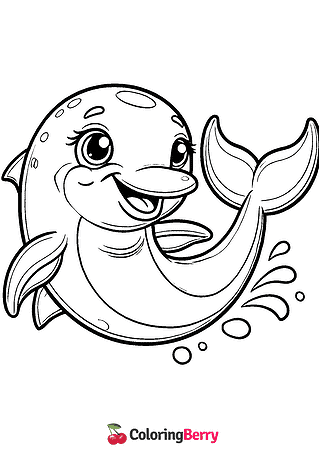 Funny Dolphin Coloring Page