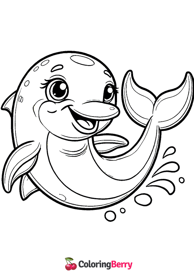 Funny Dolphin Coloring Page