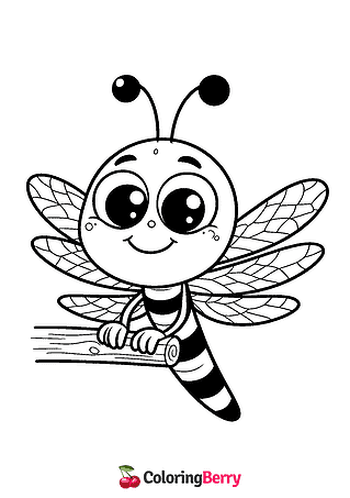 Funny Dragonfly Coloring Page