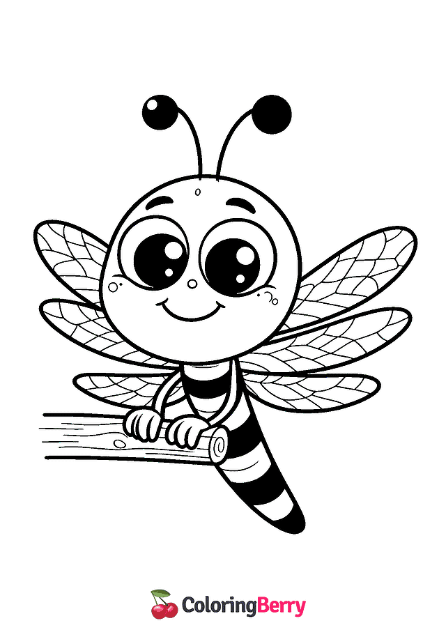 Funny Dragonfly Coloring Page