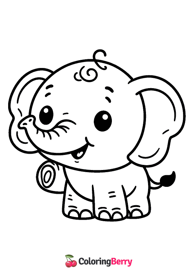 Funny Elephant Coloring Page