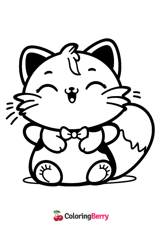 Funny Kitty Coloring Page