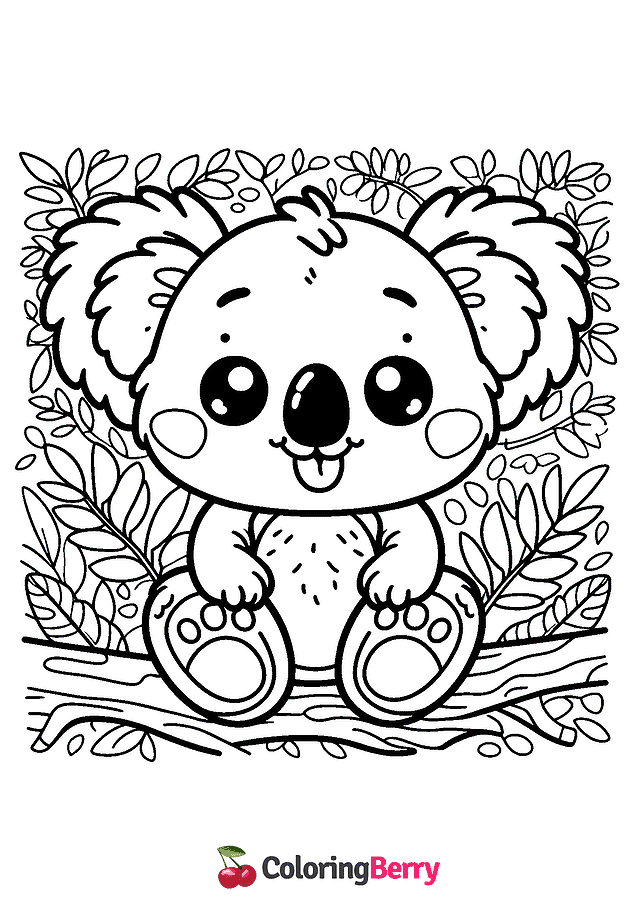 Funny Koala Coloring Page