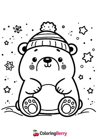 Funny Polar Bear Coloring Page