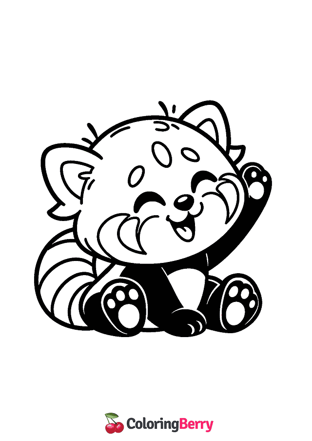 Funny Red Panda Coloring Page