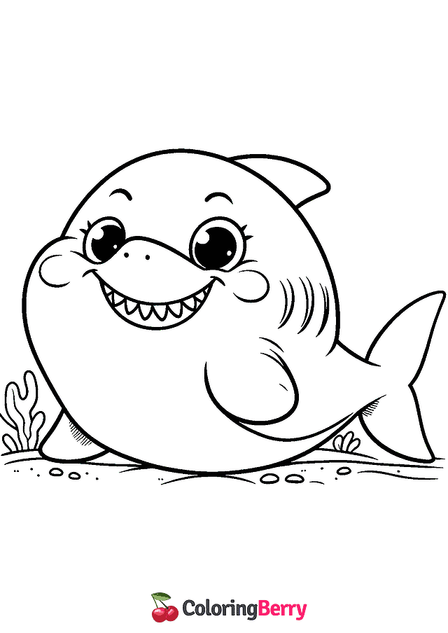 Funny Shark Coloring Page