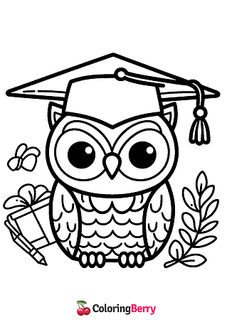 Graduation Owl Coloring Page
