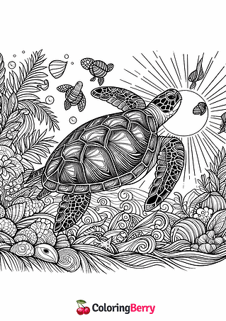 Green Sea Turtle Coloring Page