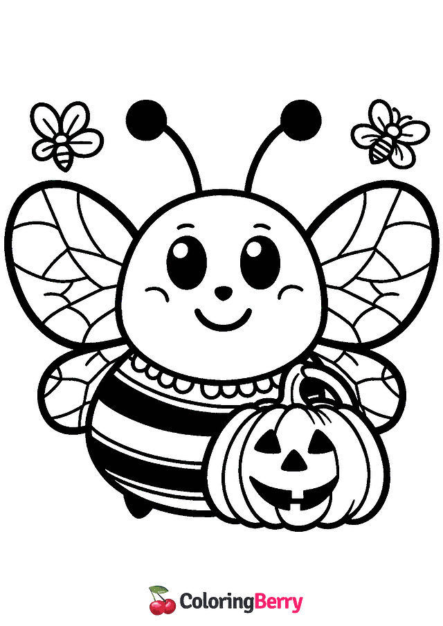 Halloween Bee Coloring Page