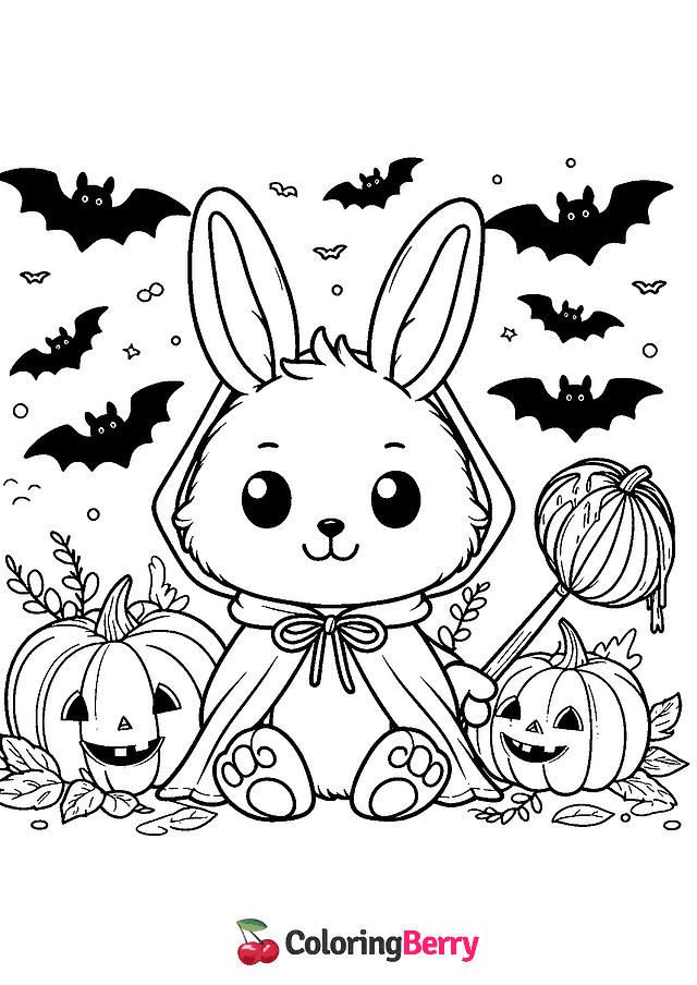 Halloween Bunny Coloring Page