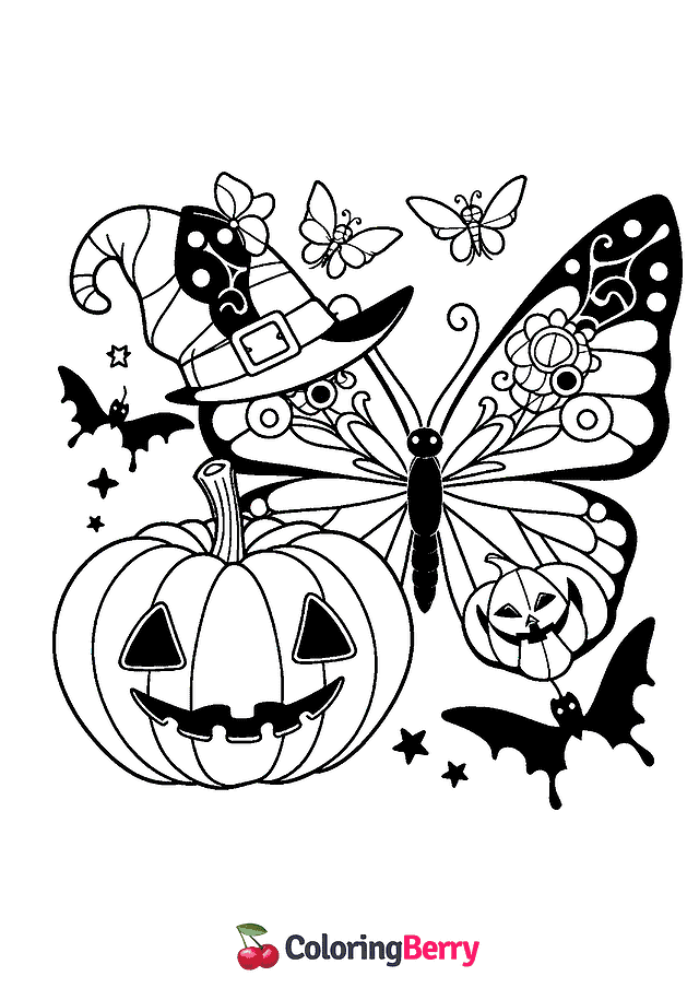 Halloween Butterfly Coloring Page