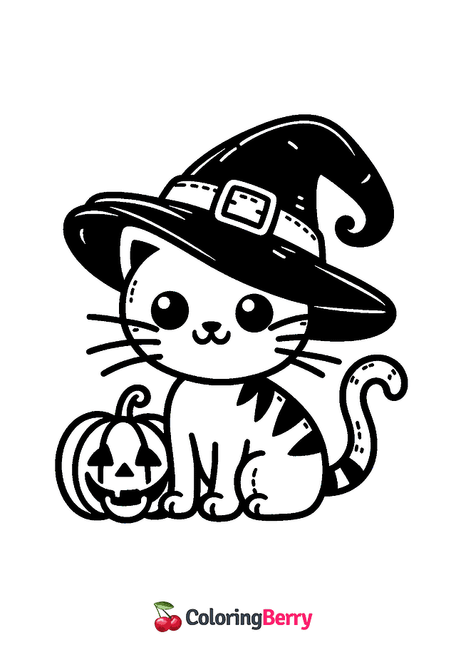 Halloween Cat Coloring Page