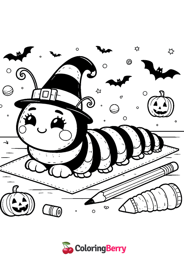 Halloween Caterpillar Coloring Page