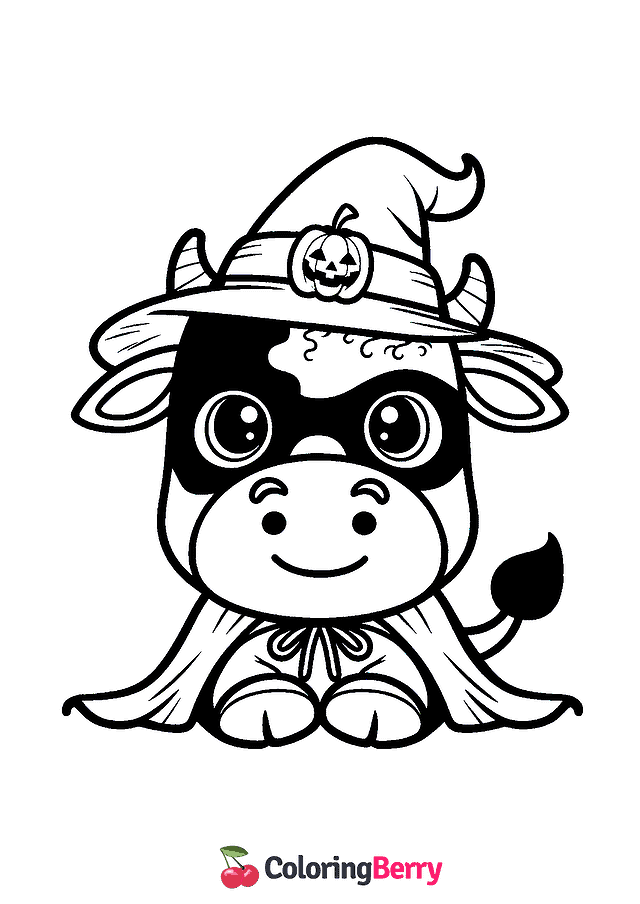 Halloween Cow Coloring Page