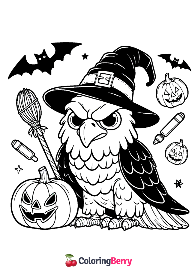 Halloween Eagle Coloring Page