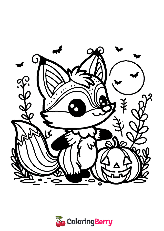 Halloween Fox Coloring Page